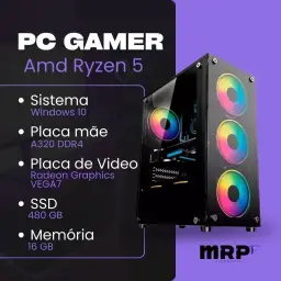 Computador Pc Gamer Cpu Amd Ryzen 5 Memoria 16gb Ssd 480 — imagem 3