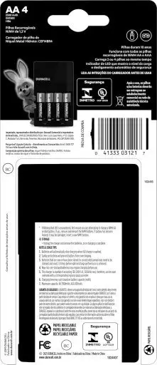 Duracell Carregador de Pilhas Recarregáveis AA e AAA Com 4 Pilhas AA Inclusas – — imagem 3