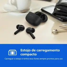 PHILIPS, Fone de Ouvido Sem Fio TWS, TAT1109BK/00, Bluetooth, Com Microfone — imagem 3