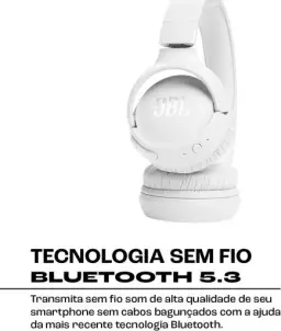 JBL, Fone de Ouvido On-ear, Headphone, Tune 520BT, Sem Fio - Branco — imagem 4