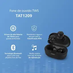 Fone de ouvido sem fio TWS Philips TAT1209BK/00 na cor preto, com bluetooth — imagem 2