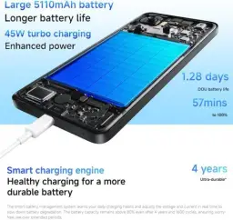 Smartphone Xiaomi Redmi Note 14 5G NFC Midnight Black (Preto) 8GB RAM 256GB ROM — imagem 4