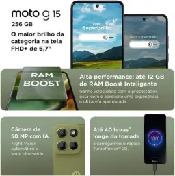 Smartphone Motorola Moto g15-256GB 12GB (4GB RAM+8GB Ram Boost) e Camera 50MP — imagem 4