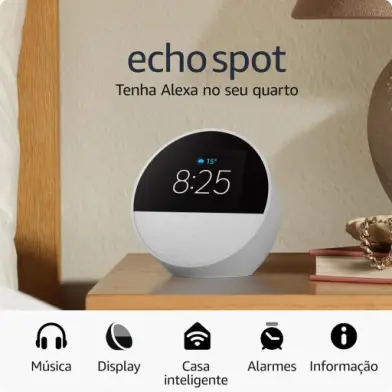 Echo Spot com Alexa (Geração mais recente) | Despertador inteligente com som