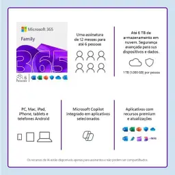 Microsoft 365 Family (12 meses) até 6 usuários. Office apps com o Copilot — imagem 3