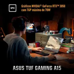 Notebook ASUS TUF Gaming A15, RTX 3050, AMD RYZEN 7, 8 GB, 512 GB SSD, KeepOS — imagem 4