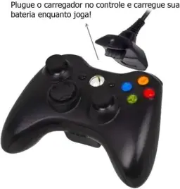 Bateria Para Controle Xbox 360 Com Cabo E Carregador Preto — imagem 4