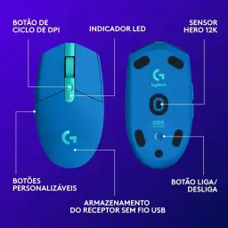 Mouse Gamer Sem Fio Logitech G305 LIGHTSPEED com 6 Botões Programáveis e Até — imagem 6
