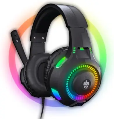 Fone De Ouvido Headset Gamer Luz Led RGB Compatível com Computador, Celular