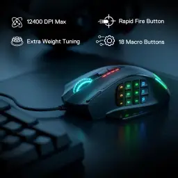Redragon Mouse M908 Impact RGB LED MMO com botões laterais Mouse para jogos com — imagem 2