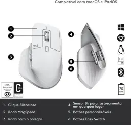 Mouse sem fio Logitech MX Master 3S com Sensor Darkfield para Uso em Qualquer — imagem 6