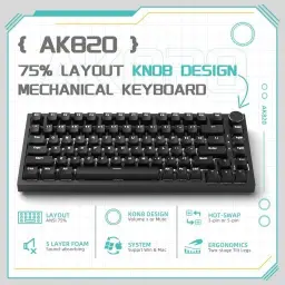 ATTACK SHARK x AJAZZ AK820 Teclado mecânico para jogos com fio 75% com botão — imagem 2