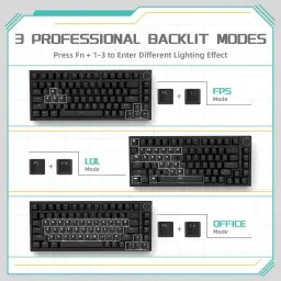 ATTACK SHARK x AJAZZ AK820 Teclado mecânico para jogos com fio 75% com botão — imagem 8