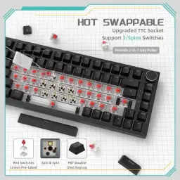 ATTACK SHARK x AJAZZ AK820 Teclado mecânico para jogos com fio 75% com botão — imagem 4