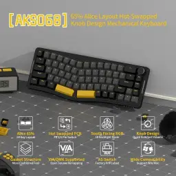 ATTACK SHARK AKS068 Teclado mecânico para jogos com fio 65% Alice Layout — imagem 2