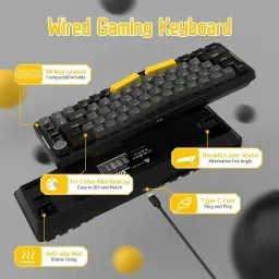 ATTACK SHARK AKS068 Teclado mecânico para jogos com fio 65% Alice Layout — imagem 3