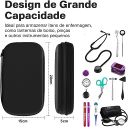 Estojo Rígido Para Estetoscópio e Esfigmomanômetro Preto Premium Com — imagem 3