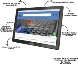 TV Digital Portátil LED 14 Polegadas com Entrada USB, AV, Antena — imagem 3