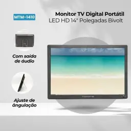 TV Digital Portátil LED 14 Polegadas com Entrada USB, AV, Antena — imagem 4