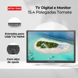 TV Digital Monitor Portátil LED HD 15,4" Portabilidade Multifuncional para — imagem 8