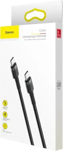Cabo de 2 metros de Nylon BASEUS Turbo tipo C P/tipo C 60wats 3amp Cor Preto — imagem 8