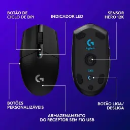Mouse Gamer Sem Fio Logitech G305 LIGHTSPEED com 6 Botoes Programaveis e Ate — imagem 6