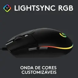 Mouse Gamer Logitech G203 LIGHTSYNC RGB, Efeito de Ondas de Cores — imagem 2