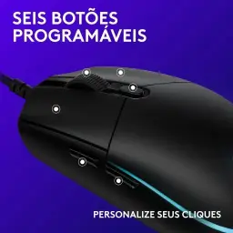 Mouse Gamer Logitech G203 LIGHTSYNC RGB, Efeito de Ondas de Cores — imagem 6