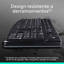 Teclado com fio USB Logitech K120, Resistente à Respingos — imagem 4