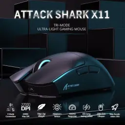 Mouse Gamer Attack Shark X11 59g Superleve sem fio com Dock Magnético RGB — imagem 2