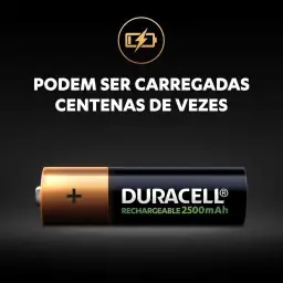 Duracell Pilha Recarregável AA 2500mAh Pequena Com 4 Unidades – Ideal para — imagem 3