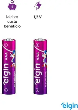 Pilha recarregável AAA 1000mAh Elgin com 4 unidades Palito — imagem 3