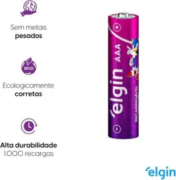 Pilha recarregável AAA 1000mAh Elgin com 4 unidades Palito — imagem 4