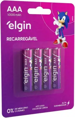 Pilha recarregável AAA 1000mAh Elgin