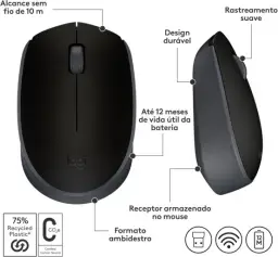 Mouse sem fio Logitech M170 com Design Ambidestro Compacto — imagem 9