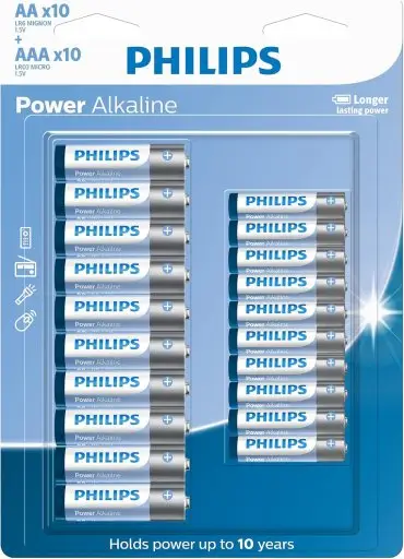 PHILIPS Pilha alcalina tipo AA AAA C/10