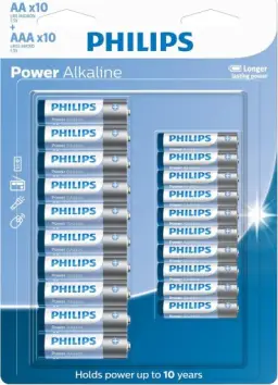 PHILIPS Pilha alcalina tipo AA AAA C/10