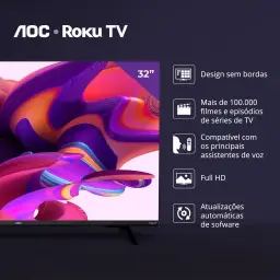 Smart TV LED 32" HD AOC 32S5135/78G - Design sem bordas, Wifi — imagem 3