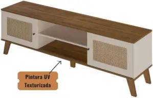 Rack para Tv ate 75" com 2 portas CHARLOTTE cor Pinho/Off White - Artely — imagem 5