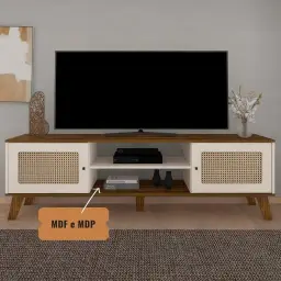 Rack para Tv ate 75" com 2 portas CHARLOTTE cor Pinho/Off White - Artely — imagem 8