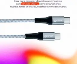 Geonav Cabo USB-C (tipo C) para USB-C (tipo C), 1,5 metros, nylon trançado — imagem 3