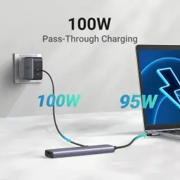 USB C Hub 5 em 1 adaptador multiporta 4K HDMI, fornecimento de energia de 100 W — imagem 3