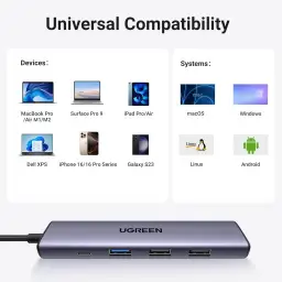 USB C Hub 5 em 1 adaptador multiporta 4K HDMI, fornecimento de energia de 100 W — imagem 7