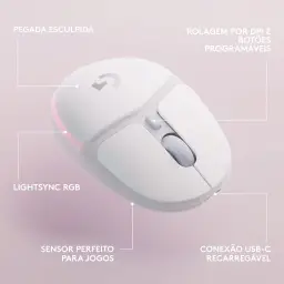 Mouse Gamer Sem Fio Logitech G705 LIGHTSPEED com RGB LIGHTSYNC, Design Compacto — imagem 6