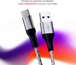 Geonav Cabo USB-C (tipo C) para USB, carregamento rápido, nylon trançado, 1,5MT — imagem 5