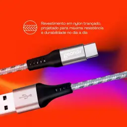 Geonav Cabo USB-C (tipo C) para USB, carregamento rápido, nylon trançado, 1,5MT — imagem 4