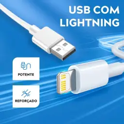 Cabo USB para Lightning Reforçado 1M, Compatível com iPhone 6 7 8 X Xs 11 Se 12 — imagem 2