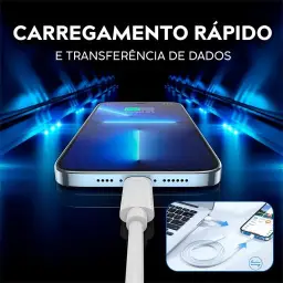 Cabo USB para Lightning Reforçado 1M, Compatível com iPhone 6 7 8 X Xs 11 Se 12 — imagem 3