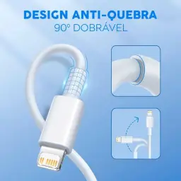 Cabo USB para Lightning Reforçado 1M, Compatível com iPhone 6 7 8 X Xs 11 Se 12 — imagem 4