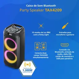 PHILIPS, Caixa de Som Bluetooth Party Speaker, com Luzes LED, TAX4209/78, FM — imagem 2